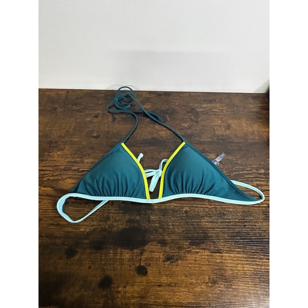 Aerie Triangle Bikini Top Features A Lime Green Adjustable Halter Strings Size M